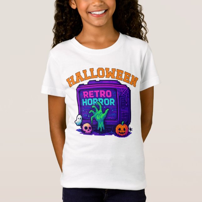 T-Shirt Unisex Halloween Pixel Vêtements Retro mâle femell (Devant)