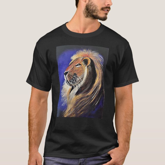 T-shirt Unisex noir et autres couleurs Tête de lio (Devant)