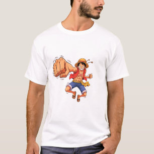 T-Shirt Unisexe Luffy (Blanc avec Design)