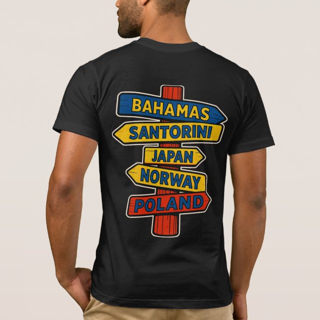 T-shirt unisexe Panneau de voyage (Dos)