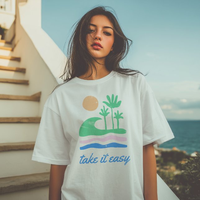 T-shirt Unisexe Rétro Été Take it Easy (Take it Easy Retro Summer Unisex T-Shirt)
