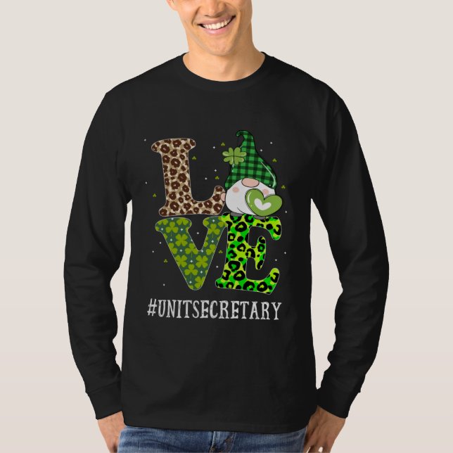 T-shirt Unit Secretary Love St Patricks Day Gnome Leopard  (Devant)