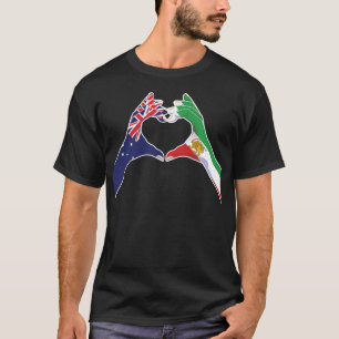 T-shirt Unité australienne iranienne Cœur avec Lion et Sol