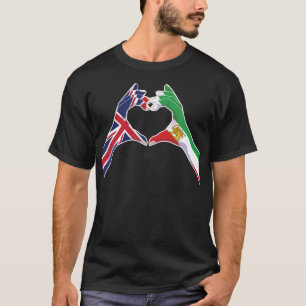T-shirt Unité Britannique Iranienne Cœur avec Lion et Sole