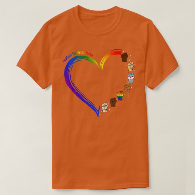 T-shirt United Against Hate LGB Pride Black Melanin Heart (Design devant)
