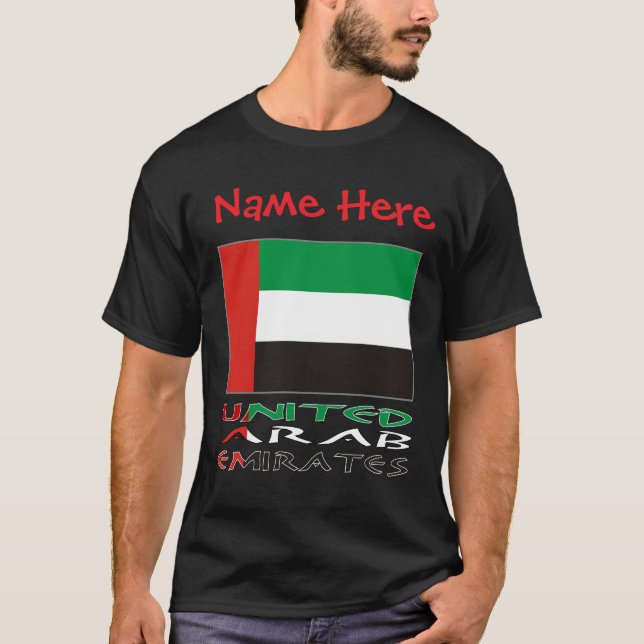 T-shirt United Arab Emirates UAE Flag Red Personalize Name (Devant)