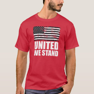 T-shirt United on stand fine ligne bleue Grunge USA Flag