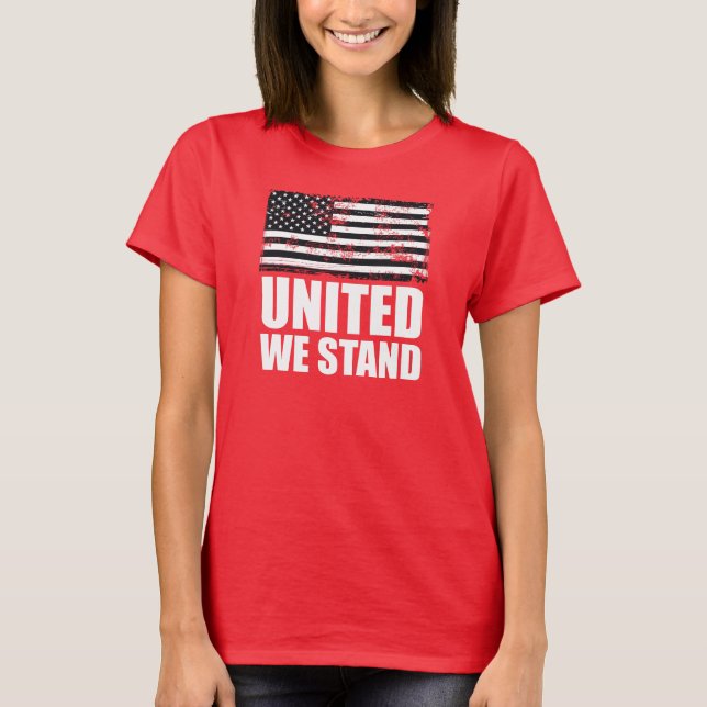 T-shirt United on stand fine ligne bleue Grunge USA Flag (Devant)