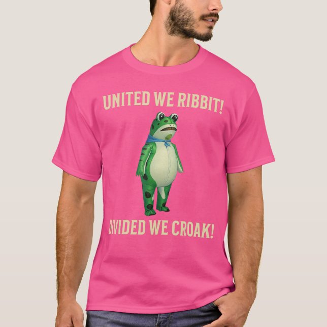 T-shirt United We Ribbit Divided We Croak Frog of Portland (Devant)