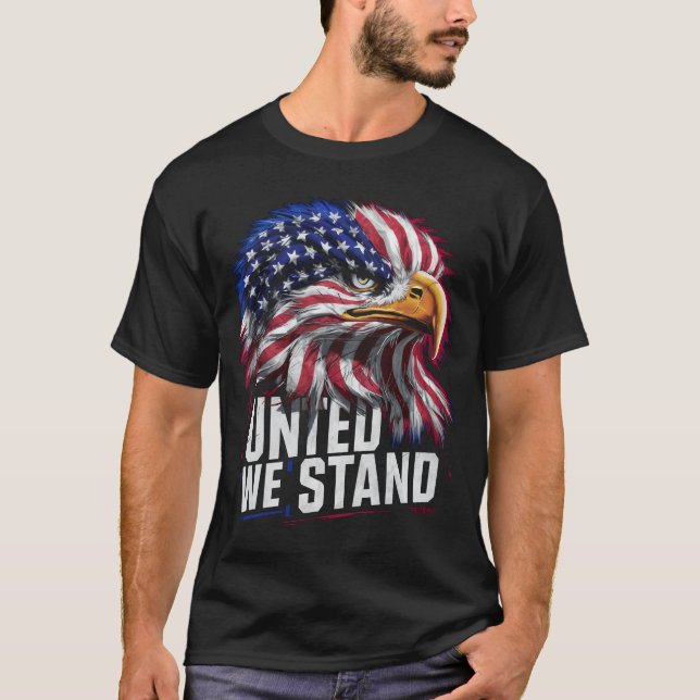 T-shirt United We Stand - Bold Patriotic USA Flag Graphic (Devant)