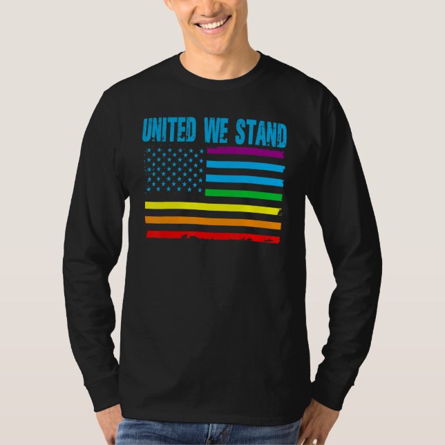 T-shirt United We Stand Proud LGBT Rainbow Pride US Americ (Devant)