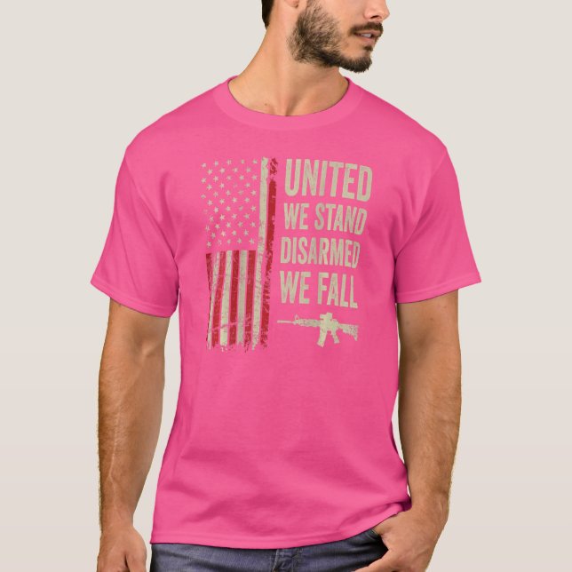 T-shirt United We Stress Désarmé We Fall Pro Gun Usa Drape (Devant)