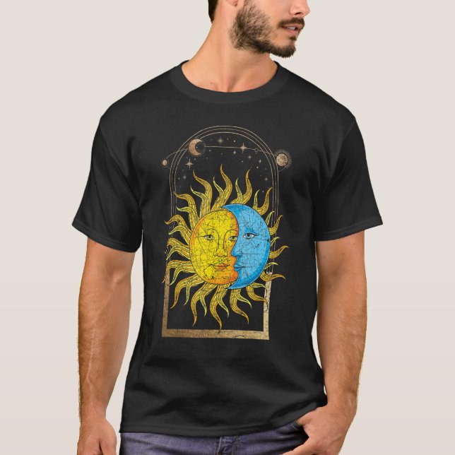 T-shirt Univers Boho Sun Moon Astronomie Corps céleste en  (Devant)