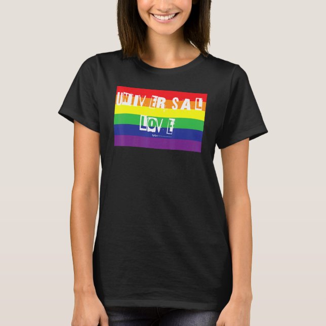 T-shirt Universal Love Gay pride Rainbow Word Design (Devant)