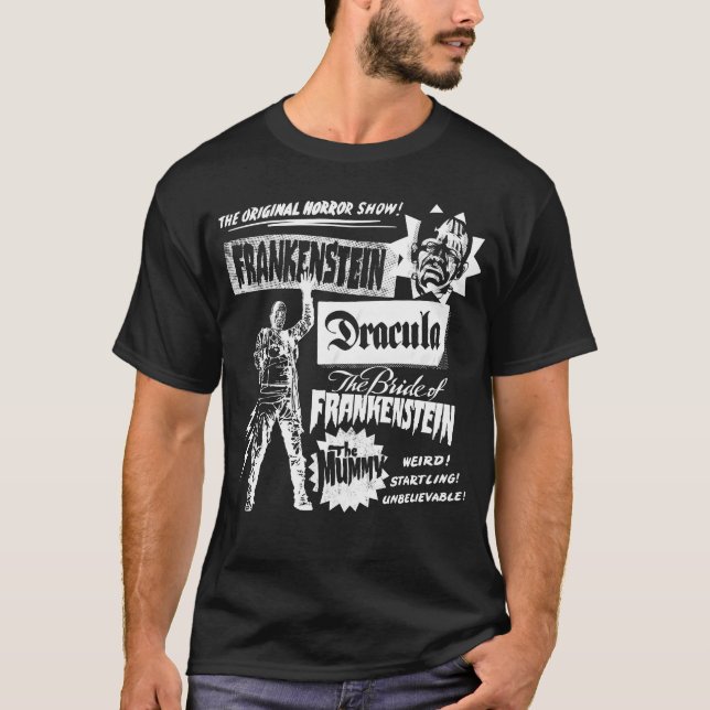 T-shirt Universal Monstershe Original Horror Show family (Devant)