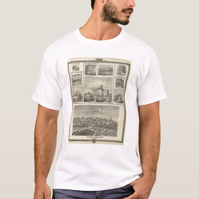 T-shirt Université d'Avoca Penn, bâtiments d'Oskaloosa en (Devant)