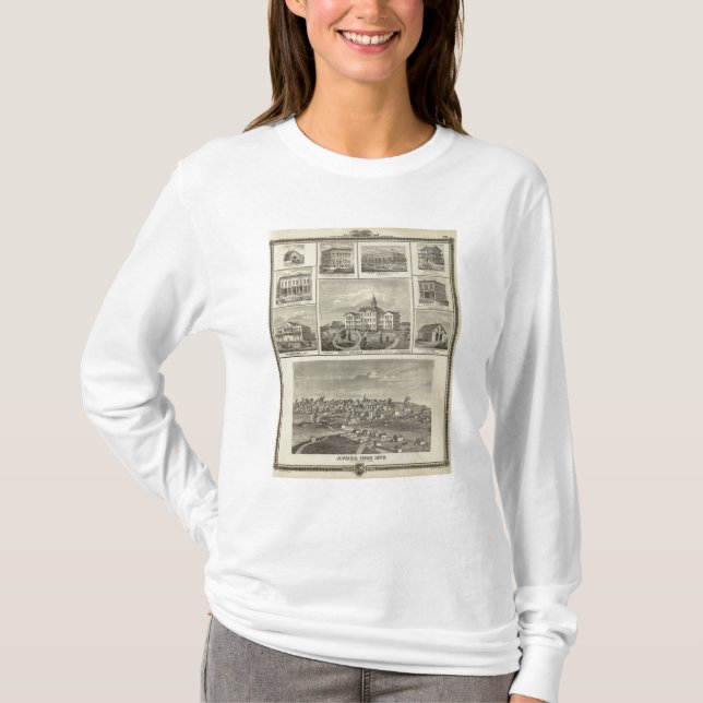 T-shirt Université d'Avoca Penn, bâtiments d'Oskaloosa en (Devant)
