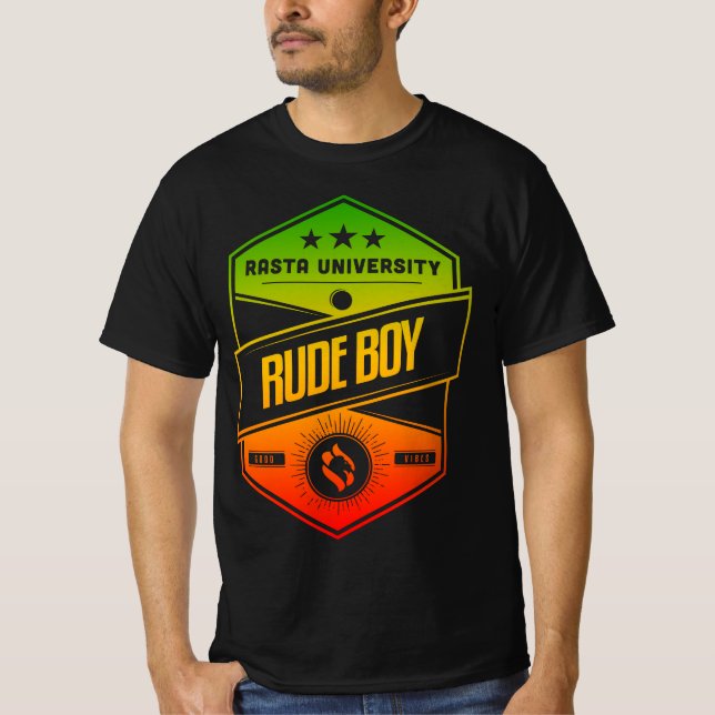 T-shirt Université de Rasta Rude Boy Good Vibes Rasta Regg (Devant)