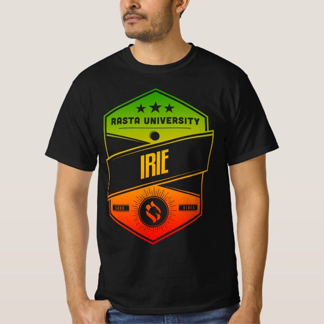 T-shirt Université Rasta Irie Good Vibes Rasta Reggae (Devant)