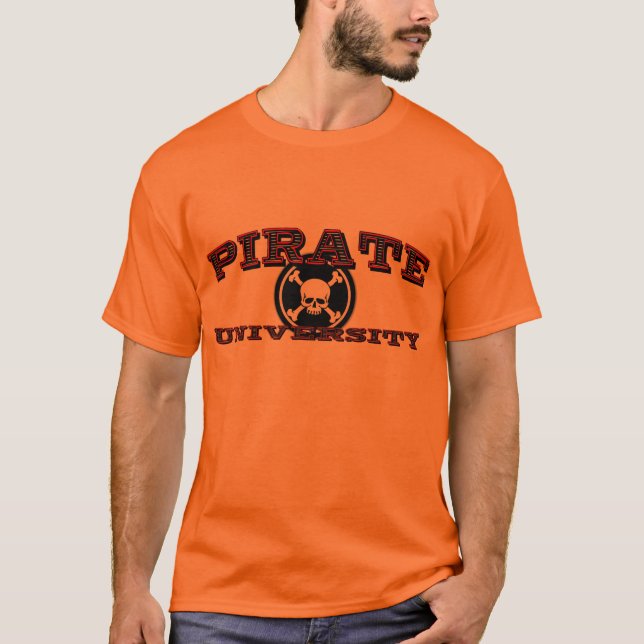T-shirt Université T orange de pirate (Devant)
