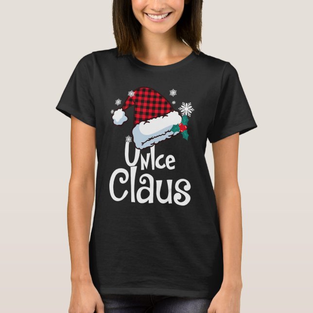 T-shirt Unlce Claus Santa Hat Buffalo Plaid Red Christmas  (Devant)