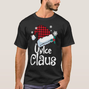 T-shirt Unlce Claus Santa Hat Buffalo Plaid Red Christmas