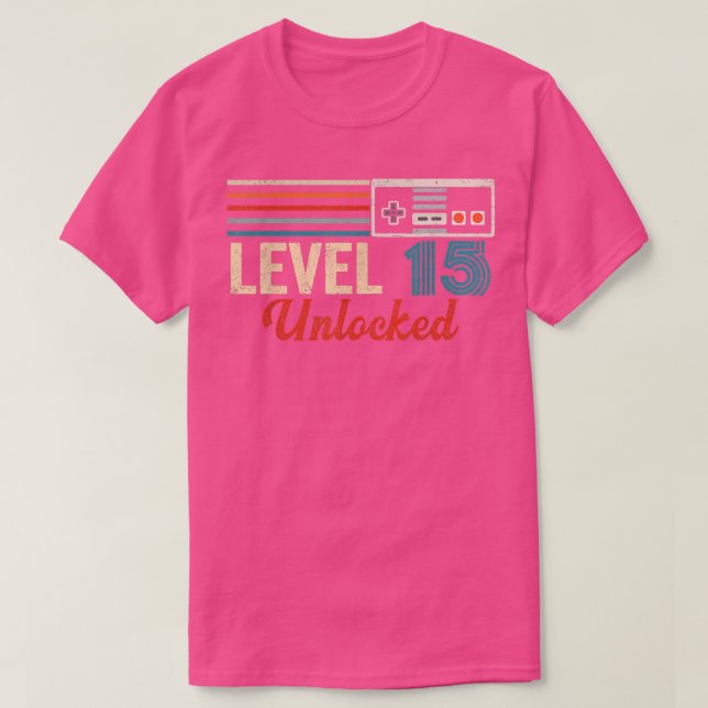 T-shirt Unlocked Level 15 Birthday Boy Video Game Controll (Design devant)