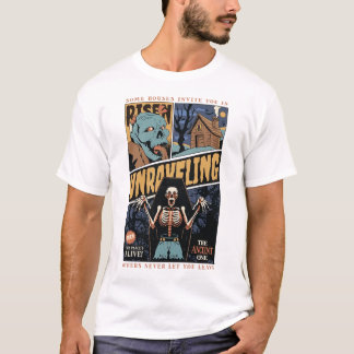 T-shirt Unraveling Horror - Haunted Cabine, Skeleton & Anc