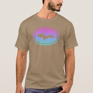 T-shirt UP Upper Peninsula NO SALTY BEACHES HERE Ombre Gra