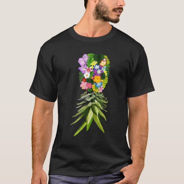 T-shirt Updown Pineapper Floral Swinger Hommes Femmes Enfa (Devant)