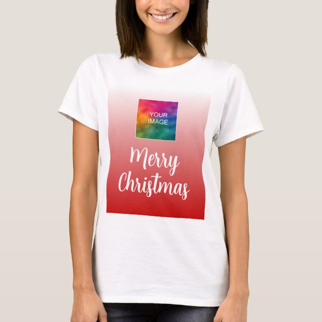T-shirt Upload Your Photo or Logo Womens Merry Christmas (Devant)