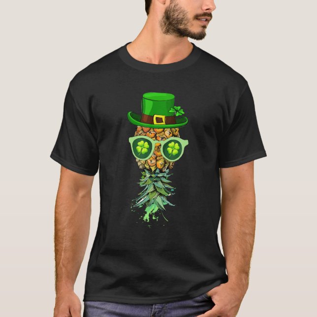 T-shirt Upside Down Pineapple Mask St Patrick's Day Funny (Devant)