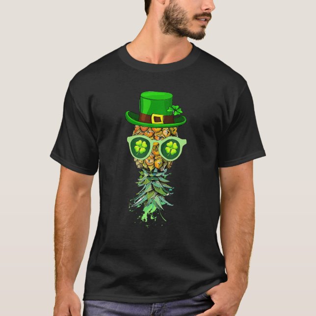 T-shirt Upside Down Pineapple Mask St Patrick's Day Funny (Devant)