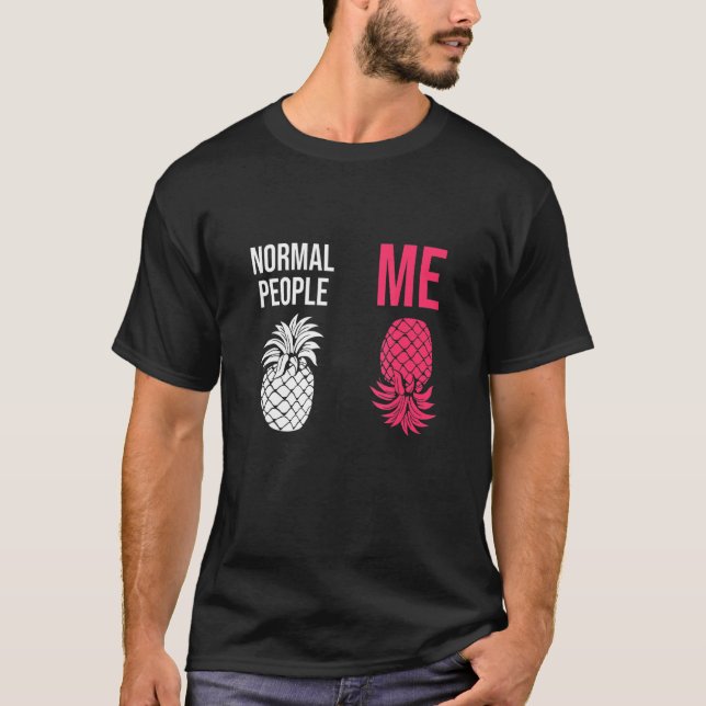 T-shirt Upside Down Pineapple To Vanilla Swinger Joke (Devant)