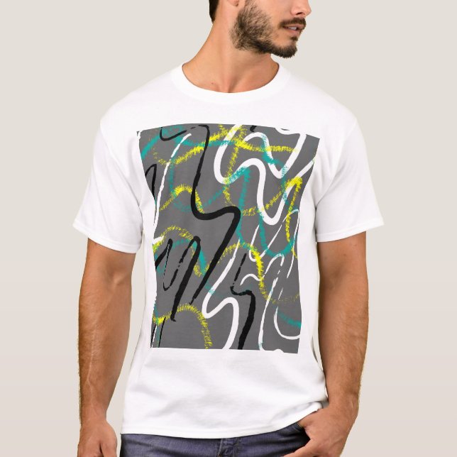 T-shirt Urbain Abstrait : Grunge Wave Lines. (Devant)