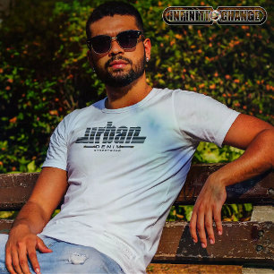 T-shirt URBAN DENIM Typographie de Denim Effet Appliqu