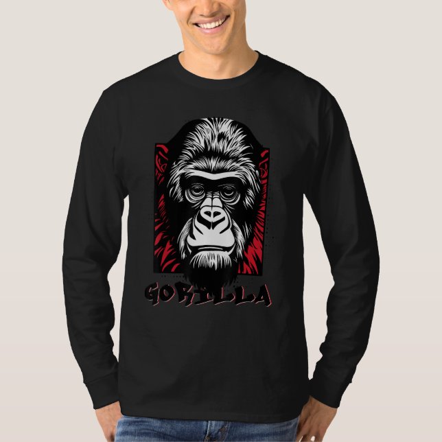 T-shirt Urban Gorilla Ape Monkey Face  Graffiti Tattoo Sty (Devant)