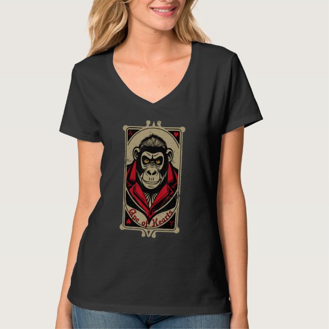 T-shirt Urban Gorilla Ape of Hearts Playing Card Style Dis (Devant)