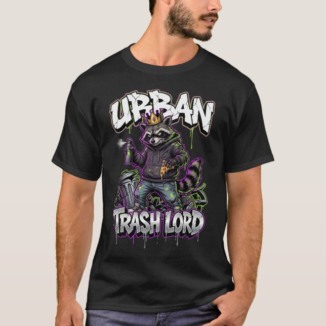 T-shirt Urban Graffiti Raccoon Trash Lord Wall Art (Devant)