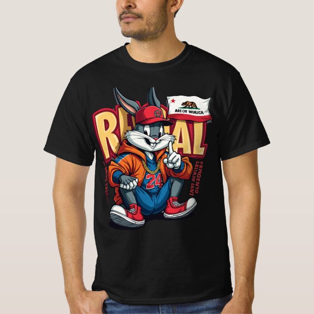 T-shirt Urban Hare Vibes – Streetwise Bunny in Cali Style (Devant)