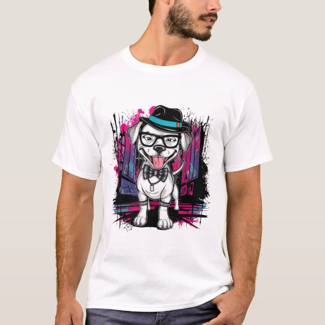 T-shirt Urban Pup : Graffiti Art Dog Design (Devant)