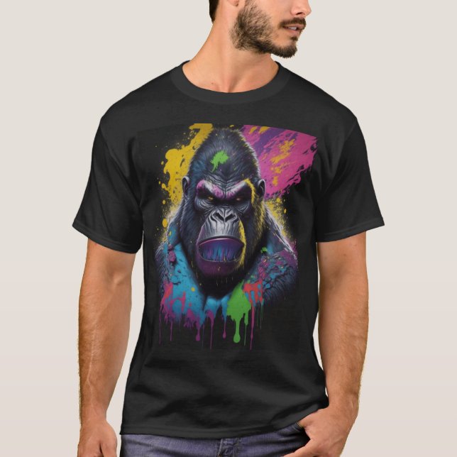 T-shirt "Urban Wild : Vibrant Ape Paint Splash Tee" (Devant)