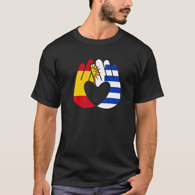 T-shirt Uruguay Drapeau Espagne Drapeau Amitié Fraternité  (Devant)