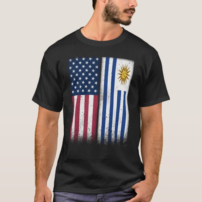 T-shirt Uruguayan Flag USA And Uruguay Flags Proud Uruguay (Devant)