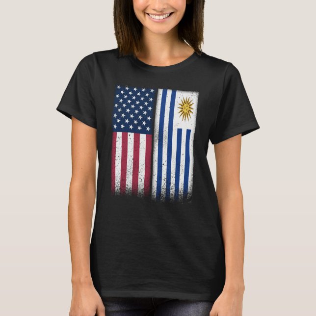 T-shirt Uruguayan Flag USA And Uruguay Flags Proud Uruguay (Devant)