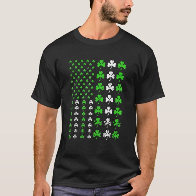 T-shirt US America Flag Shamrock Clover St Patricks Day Pa (Devant)