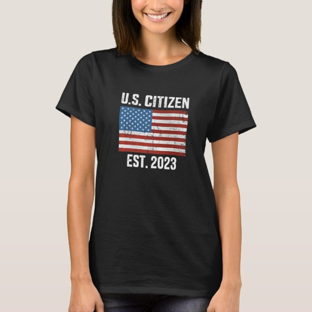 T-shirt US American citizen 2023 with flag for new citizen (Devant)