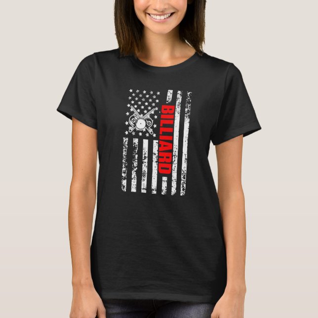 T-shirt US American Flag Cue Sports Patriotic Classic Bill (Devant)