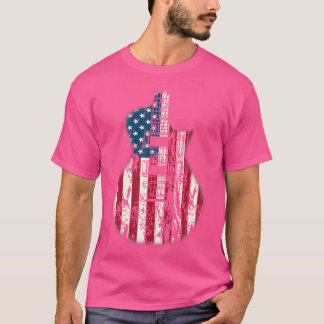 T-shirt US American Flag Guitician Musician Distressed Gui