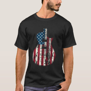 T-shirt US American Flag Guitician Musician Distressed Gui